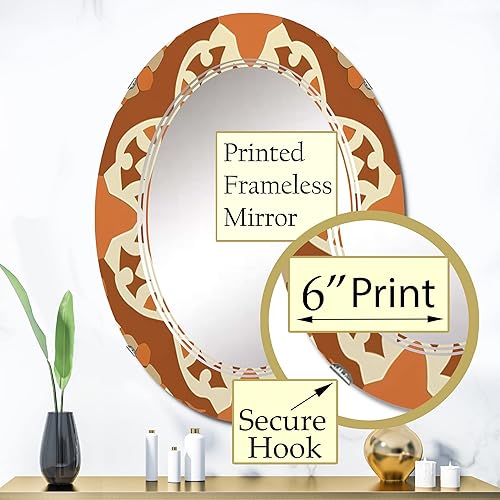 Miniatura 3 de DesignQ Moroccoan Tiles in Earth Tones III- Vanity Mirror, Bathroom Mirrors, Wall Mirrors for Living Room, Bedroom - Oval Mirror - Large 20'x30',
