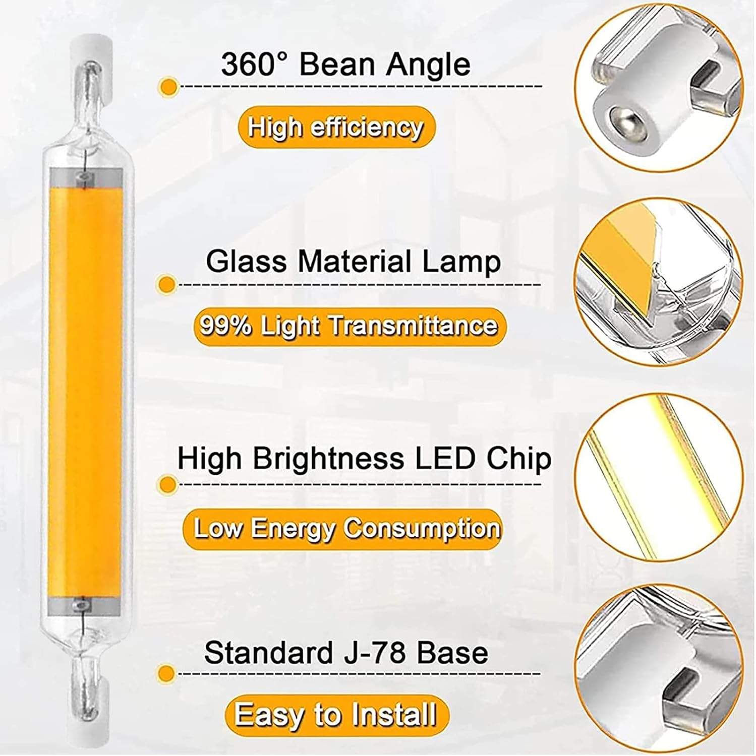 10 Pack 78mm 10W R7s LED Bulbs High Brightness Double Ended T3 LED Bulbs 100W Halogen Bulbs Equivalent Replacement for Floodlight 360° Beam Angle Landscape Lights,Natural White 4500k