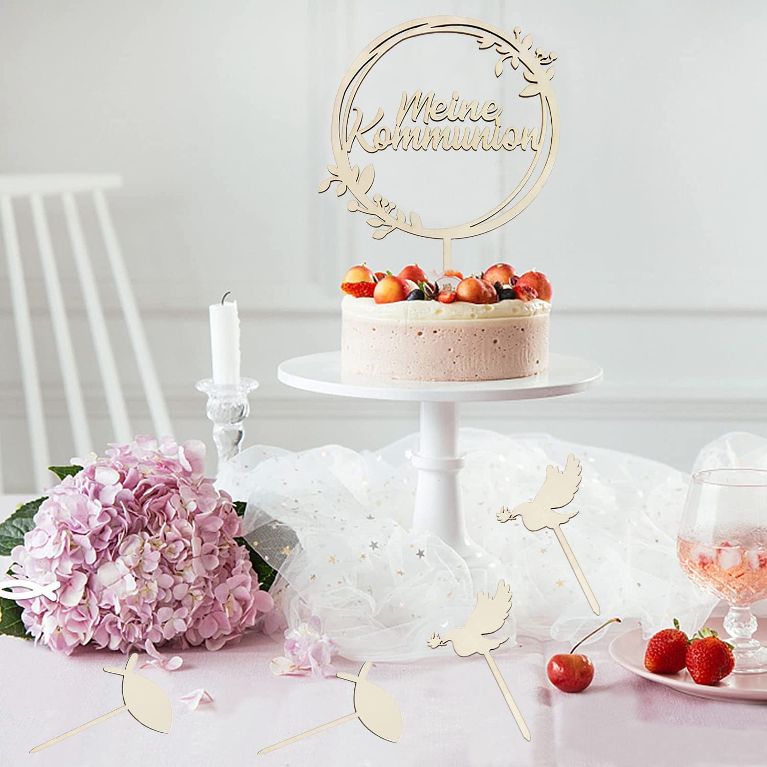 Topper De Gâteau De Communion Avec Nom En Bois Décoration De