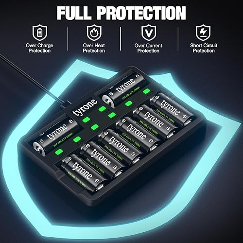 Miniatura 6 de tyrone Baterías recargables CR123A compatibles con Arlo, paquete de 16 baterías de litio de 3.7 V 850 mAh 123A y cargador compatible con cámaras