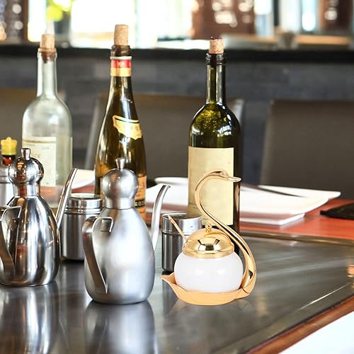 Miniatura 2 de Hemoton Contenedor de condimentos para condimentos, tarro de vidrio, estante de cisne con sal, azucarero y pimienta, organizador de almacenamiento