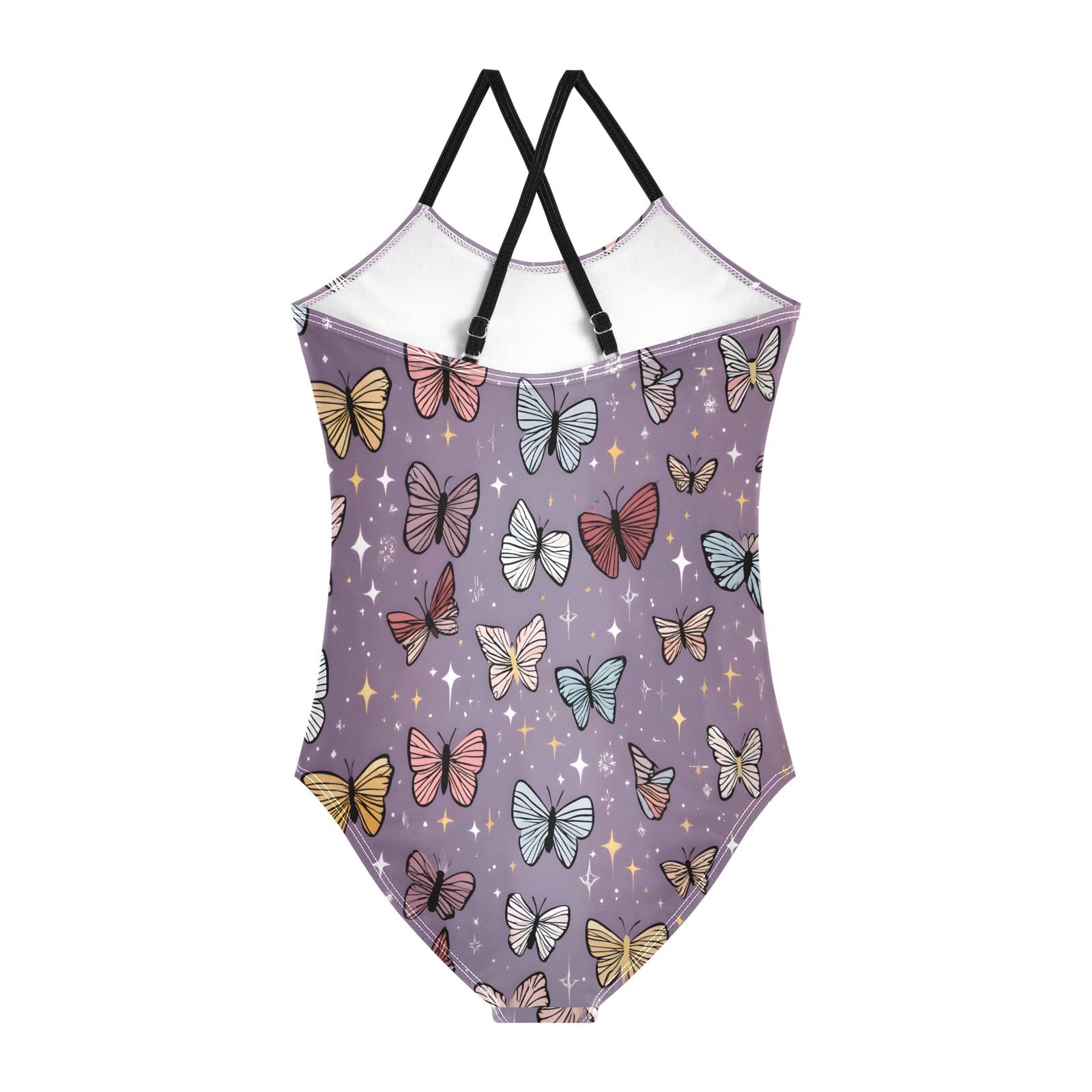 Colorful Butterflies Pattern Girls One-Piece Swimsuit Beach Swim Bathing Suit