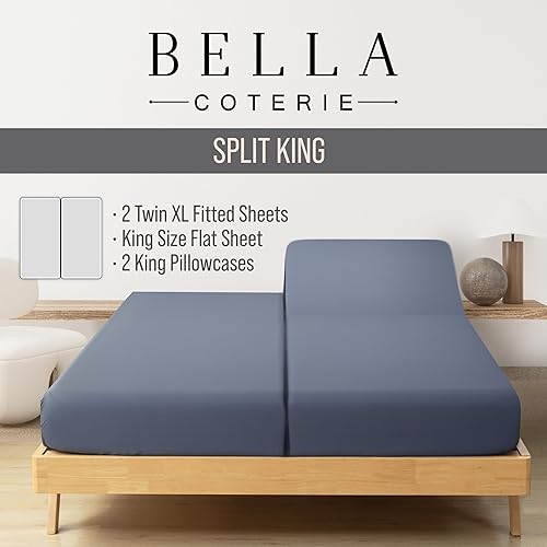 Miniatura 2 de Bella Coterie - Juego de sábanas de lujo de viscosa de bambú para cama tamaño split king  2 sábanas ajustadas para camas Sleep Number y ajustables