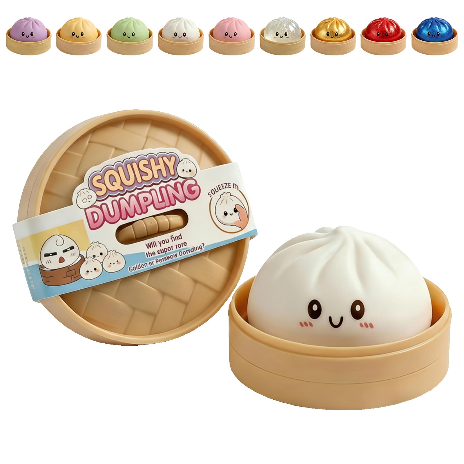 Squishy Ravioli Giganti 7x10cm Antistress con Glitter, Morbido per Ufficio/Scuola, Regalo per Adolescenti e Adulti (Bianco)