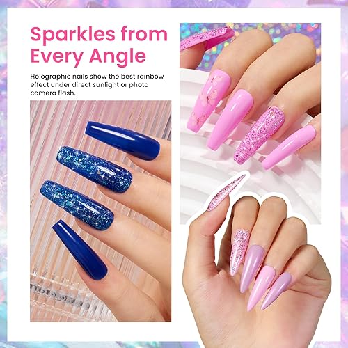 Miniatura 3 de Beetles - Esmalte de uñas de gel con purpurina, 6 colores, brillante, rosado, azul, usar con lámpara de uñas UVLED, kit de esmalte de gel para el