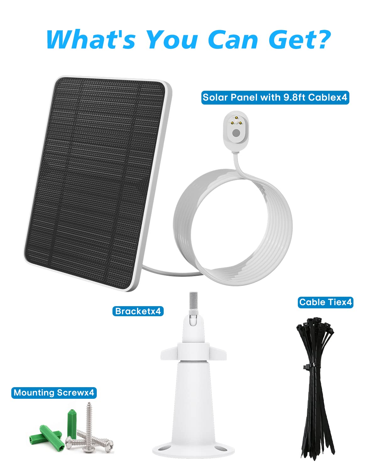 Ładowarka do paneli słonecznych kompatybilna z kamerą bezpieczeństwa Arlo Ultra/Ultra 2/Pro 3/Pro 4/Pro 3 Floodlight, 5 V, 4 W, ładowanie paneli słonecznych, IP65, odporna na warunki atmosferyczne, 3