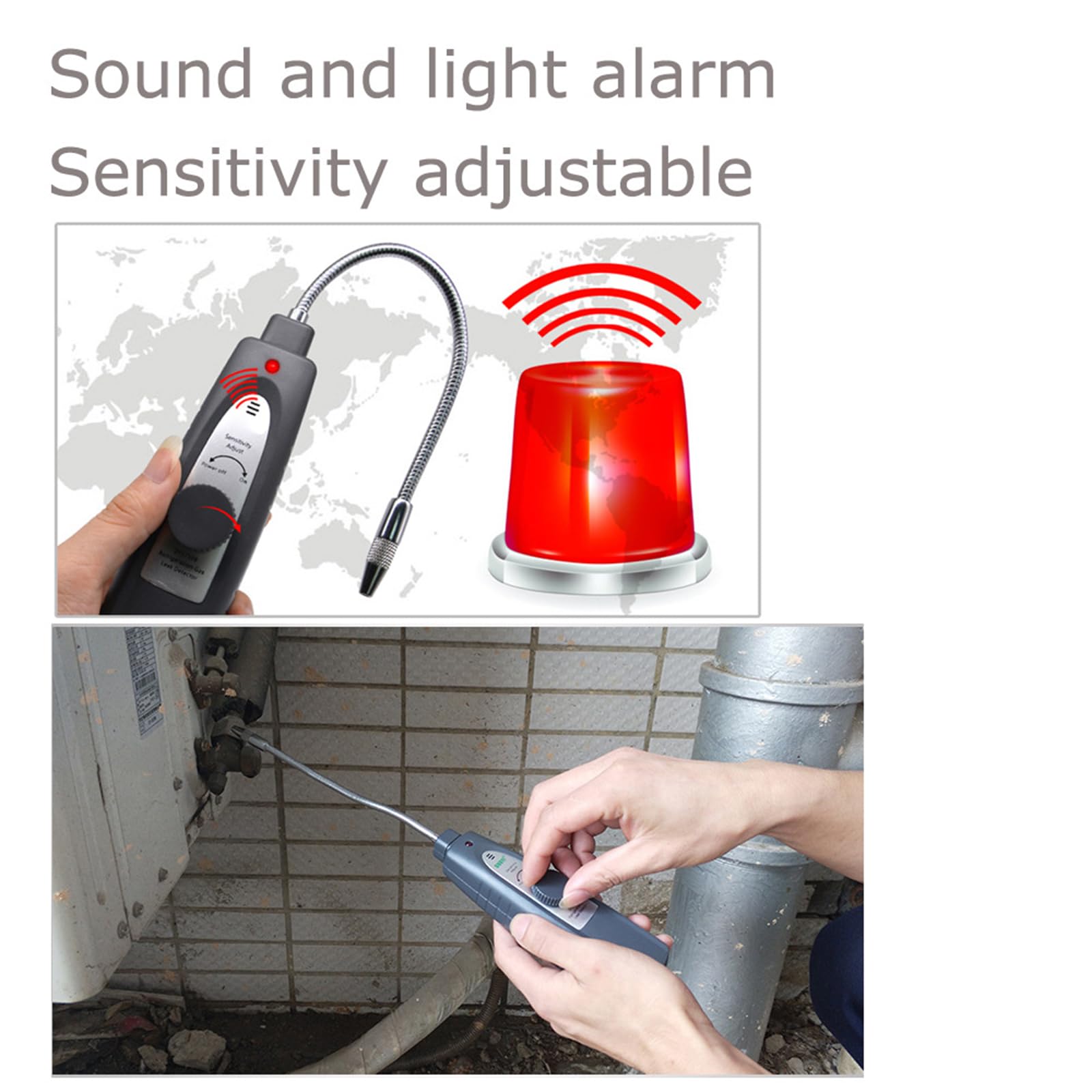 Detector profesional de fugas de refrigerantes HVAC con sensibilidad ajustable para unidades de aire acondicionado de coche y hogar, detector de fugas de refrigerantes halógenos