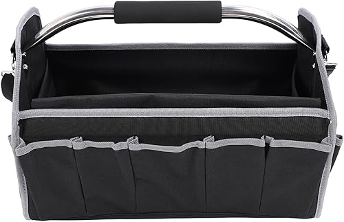 Miniatura 9 de Bolsa de herramientas para electricista, tapa abierta, de gran capacidad, multifuncional, mango de acero duradero, organizador de almacenamiento