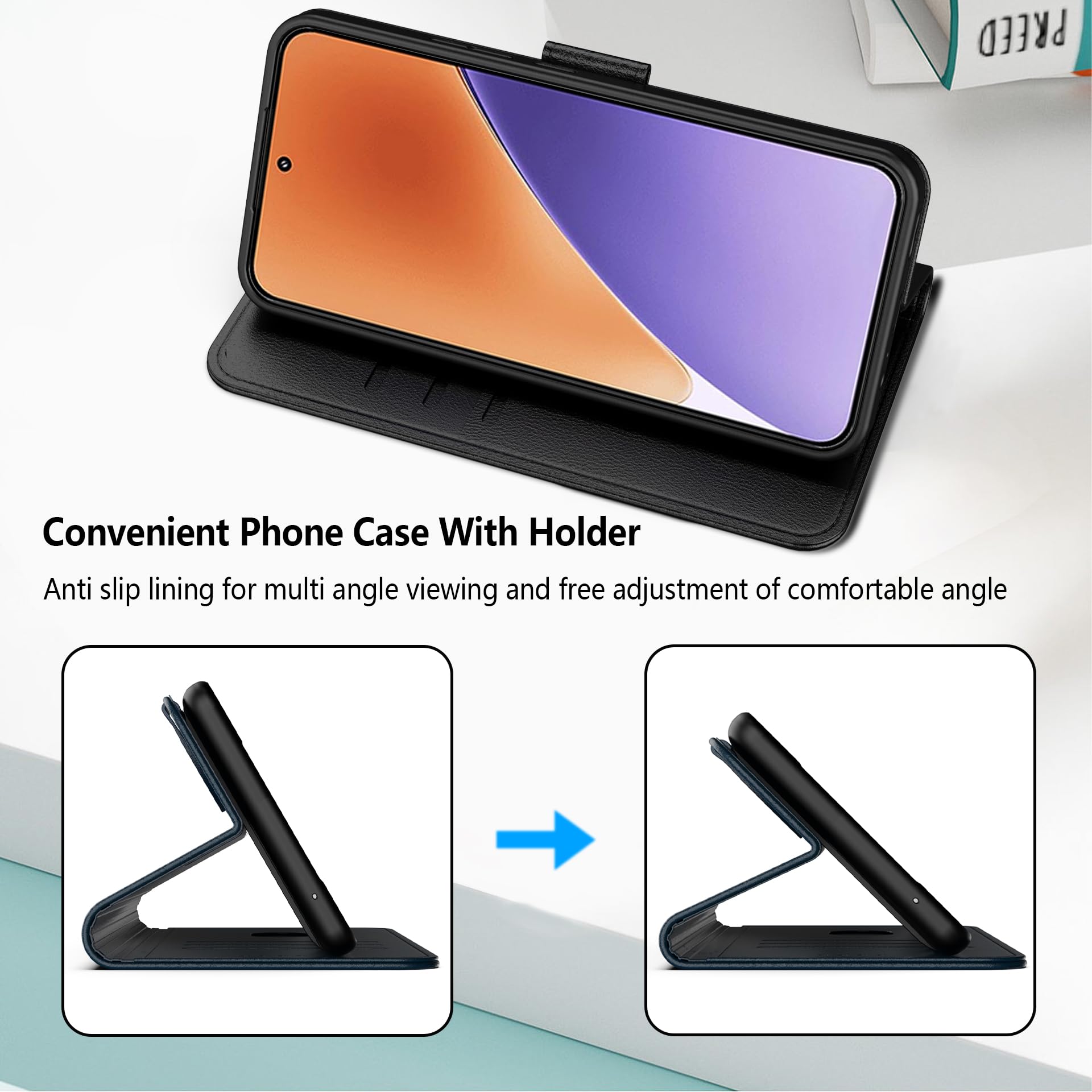 HAOYE Leather Folio Cover per Xiaomi Redmi Note 13 Pro 4G / Poco M6 Pro 4G Cover