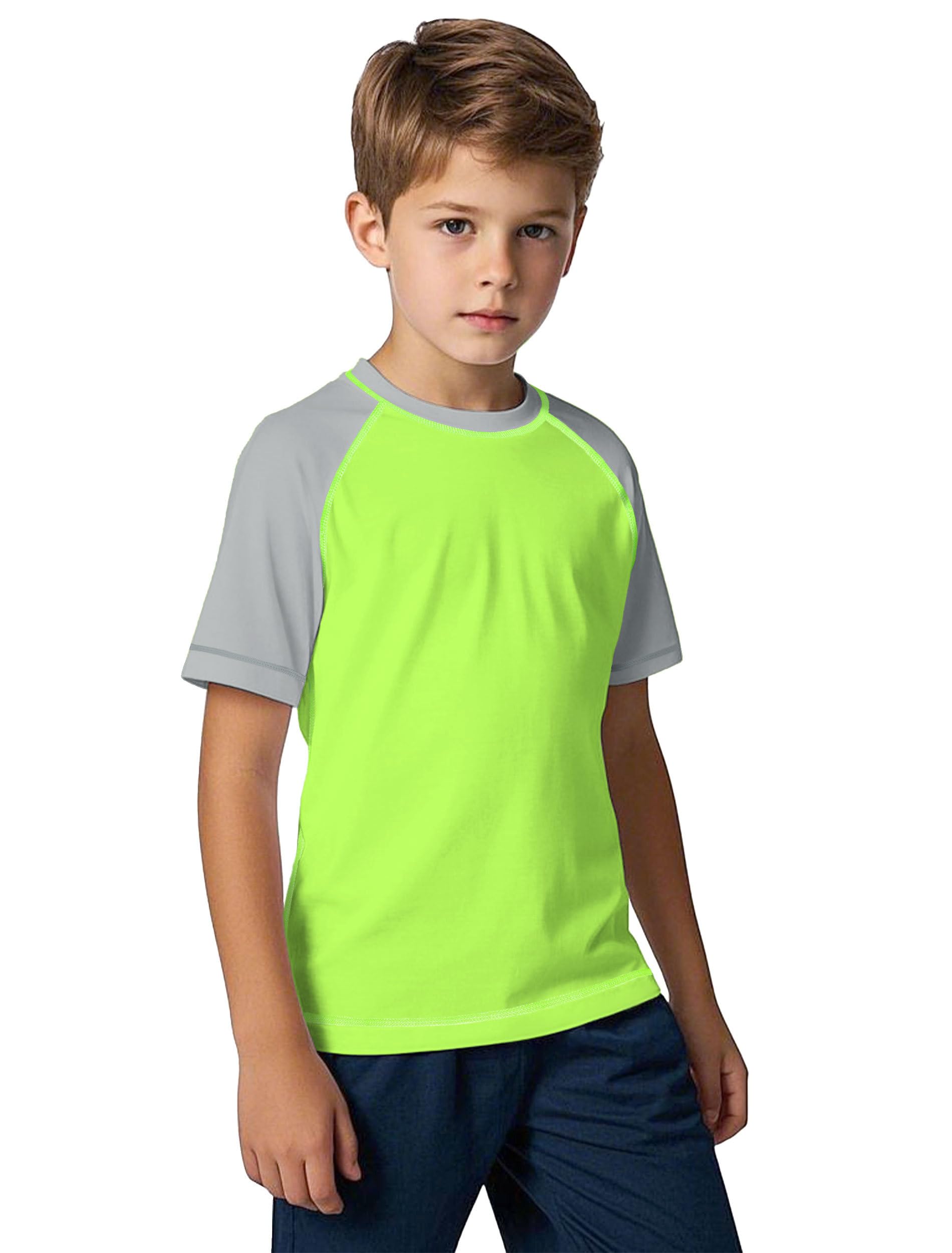 ANGEL CITIZ Jungen Kurzarm Rundhals Badeshirt UV Kinder Rashguard UPF 50+ Schwimmshirt Kinder 125-155