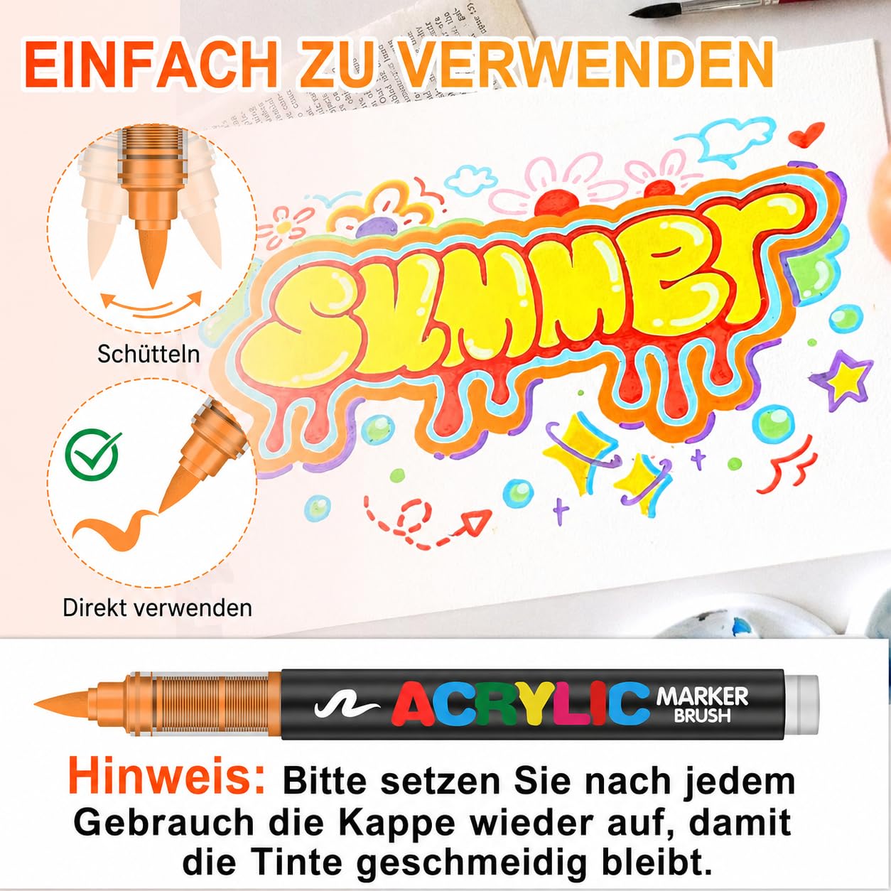 Laconile 120 Farben Acrylstifte für Steine Wasserfest, Brush Tip Acrylic Pens Set, Schnelltrocknend und Ungiftig, Ideal Acrylstifte zum Bemalen für Steinen, Glas, Leinwand, Keramik, Holz