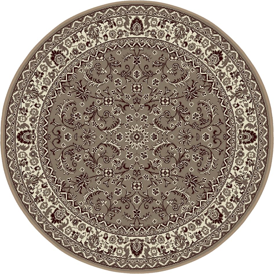 SrS Rugsยฎ Round Circle Large Small Living Room Mat Rug 13 Designs 3 Sizes (Classical Beige, 160cm Round Shape) โ image 1