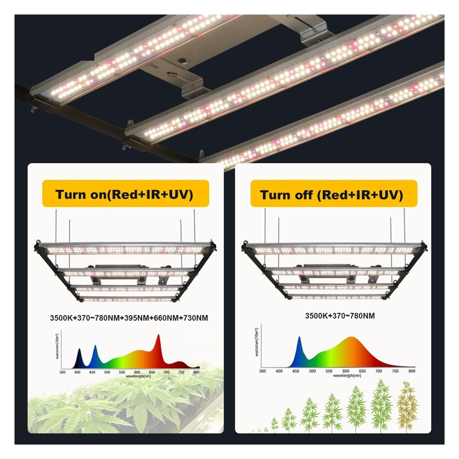 Lampe de Plante, 240W 320W LM301H Evo V5 LED Barre Lumineuse de Croissance UV IR Allumer/éteindre, Lampe hydroponique for Les Plantes Poussent Tente Serre légumes Floraison(320W)