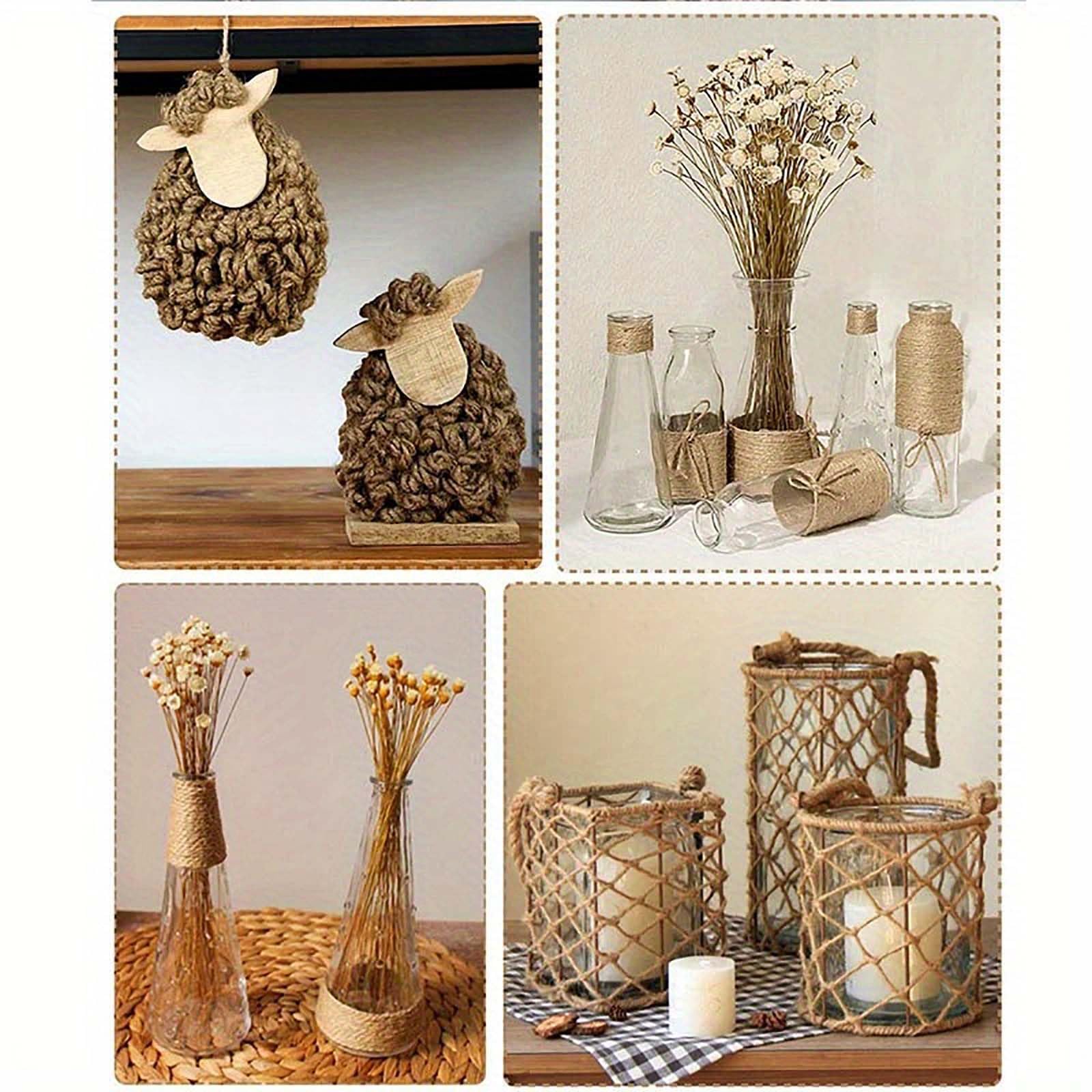 Natürliche Dicke Gartenschnur aus Jute, Starke Juteschnur Rolle 50 Meter, Vielseitige Juteschnur für Basteln, Gartenarbeit, Geschenkverpackung, Materialverpackung, Hochzeit und Weihnachtsde(Size:12MM)