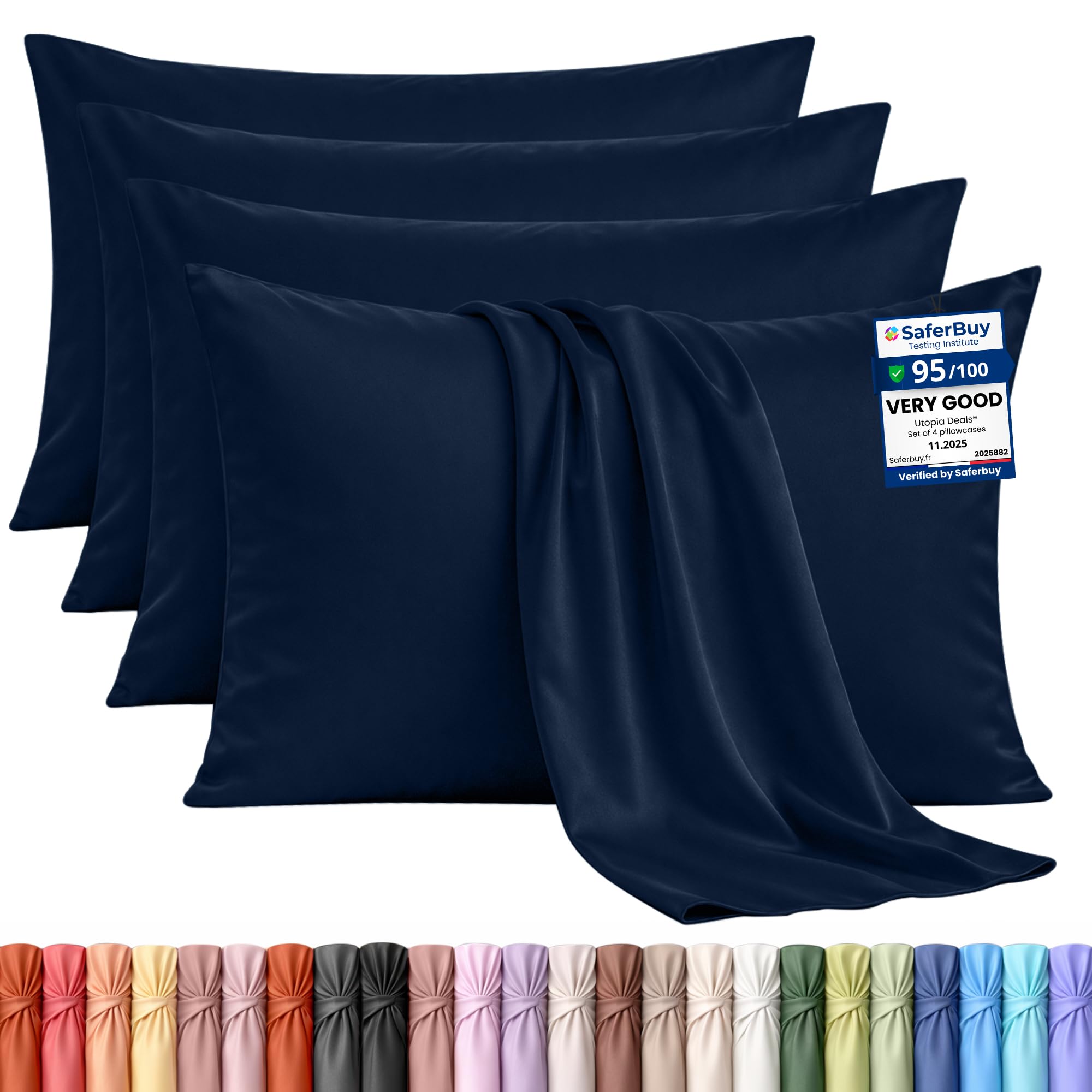 Utopia Bedding - 4 Pack Pillow Cases - OEKO-TEX - Standard Size 50x75 cm - 100% Brushed Microfiber Pillowcases with Envelope Closure, pillows not included - Wrinkle, Fade, & Stain Resistant - Grey — view 21