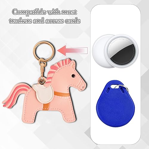 Miniatura 104 de Funda de cuero compatible con Apple AirTag, rastreador de llavero GPS Airtag con llavero, cubierta protectora antiarañazos para AirTag