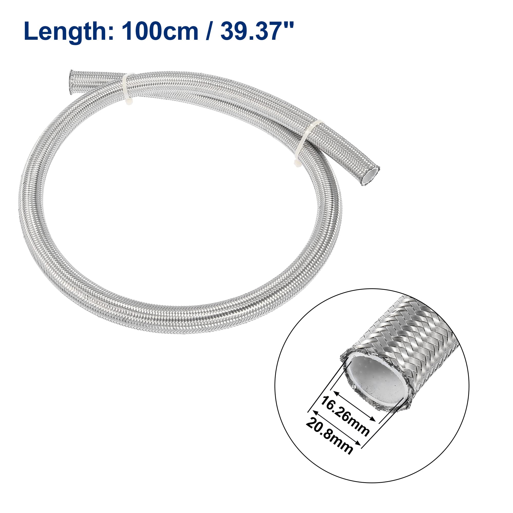 X AUTOHAUX AN12 1 Metro Trenzado PTFE Inoxidable Acero Coche Aceite Combustible Gas Línea Manguera
