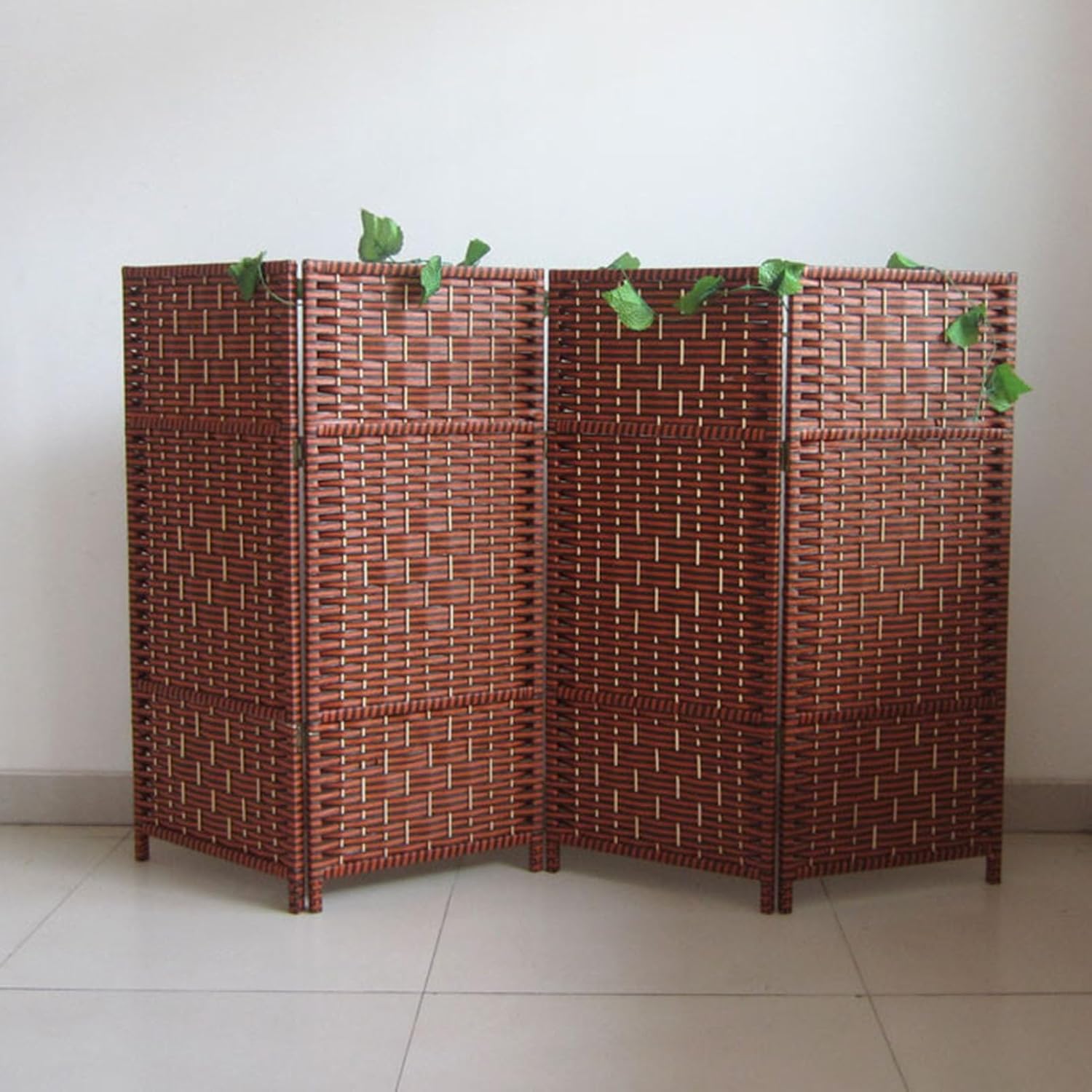 4/5/6 Panel freestanding partition wall, Portable Folding Woven Blackout Privacy Screen Suitable for Home Office Garden Patio(100x40cm-4 Panels)