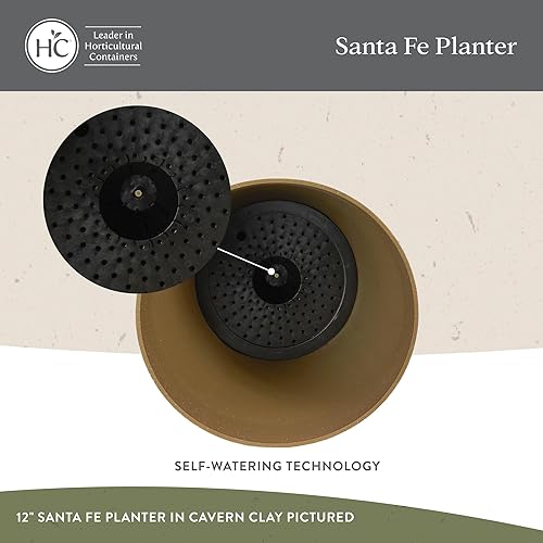 Miniatura 3 de The HC Companies Santa Fe - Maceta redonda de autoriego, maceta de plástico ligera para hierbas y más, macetas duraderas para plantas de interior y