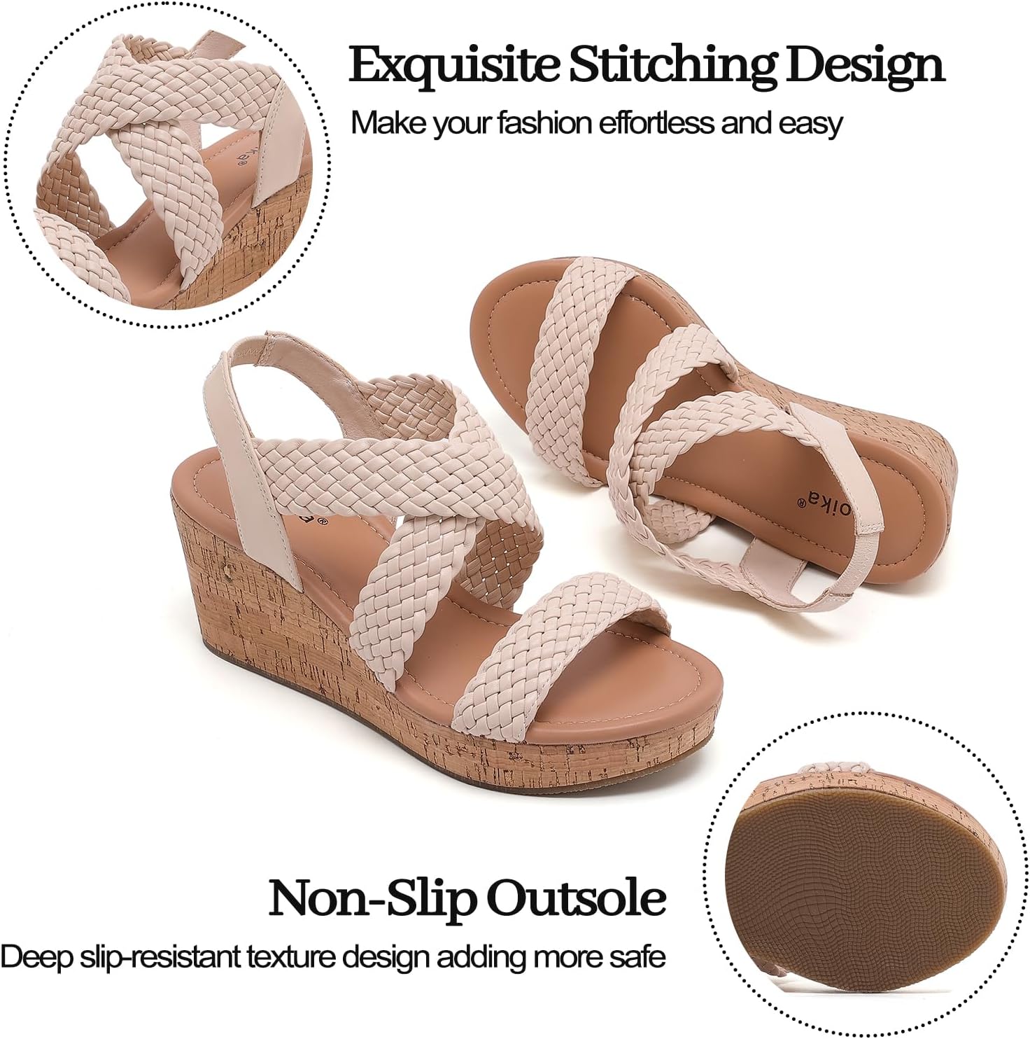 Luoika Women's Wide Width Wedge Sandals, Platform Wedge Pump Heel Ankle Strap Open Toe Women's Sandals Concise Casual Summer Shoes.