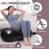 Vista 3 de INPANY Peanut Ball - Exercise Ball for Labor Birthing, Anti-Burst Physical Therapy for Kids, Core Strength, Flexible Seating, Home & Gym Fintness