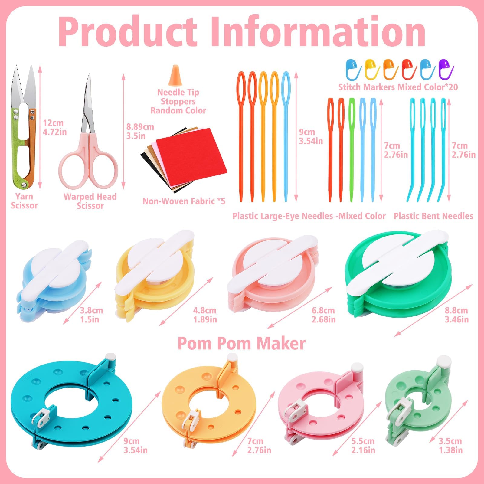 pomponページ Amazon.com: FTEVEN 41Pcs Pom Pom Maker Kit, 8 Size Pompom Maker