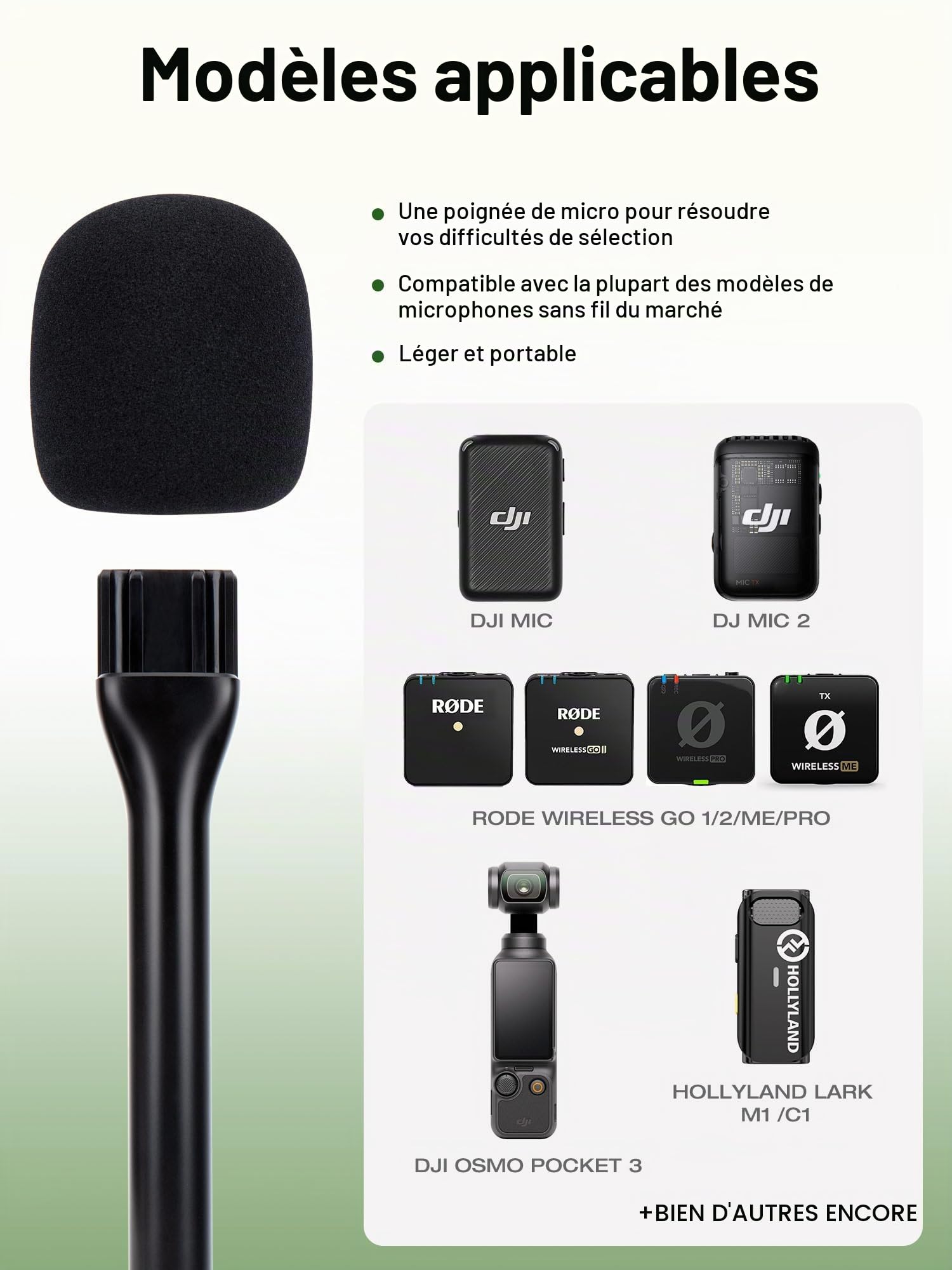SUNMON Support de Microphone sans Fil pour DJI Mic, Poignée de Perche Interview Portable