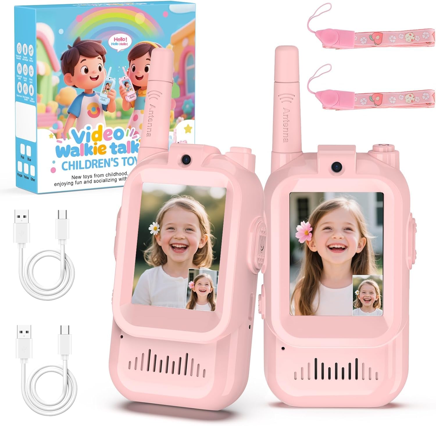 BlueFire Kids Walkie Talkies with Video – Screen Display Toy Radios with Voice Effects, One-on-One Pairing, Long Range – Birthday Toys Gifts for Boys &amp; Girls Ages 3–12 (Pink)