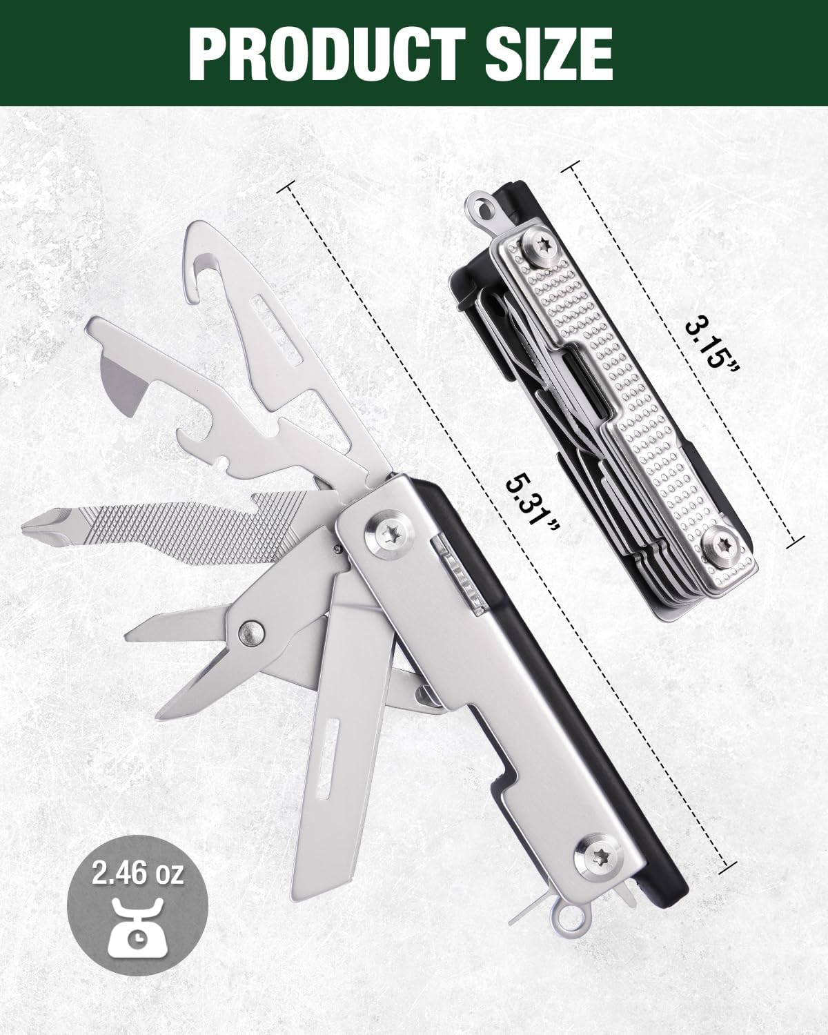 Mossy Oak Multitool,12-in-1 EDC Keychain Multitool with Pocket Knife, Scissors, Screwdrivers, Bottle Openers, Whistle - Mini Gadgets for Outdoor, Camping, Hiking, Survival, Repairing for Men