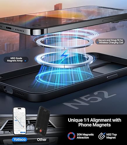 Miniatura 2 de yotisco Funda magnética fuerte para iPhone 15 Pro, probada en caídas de grado militar compatible con MagSafe translúcida mate delgada funda