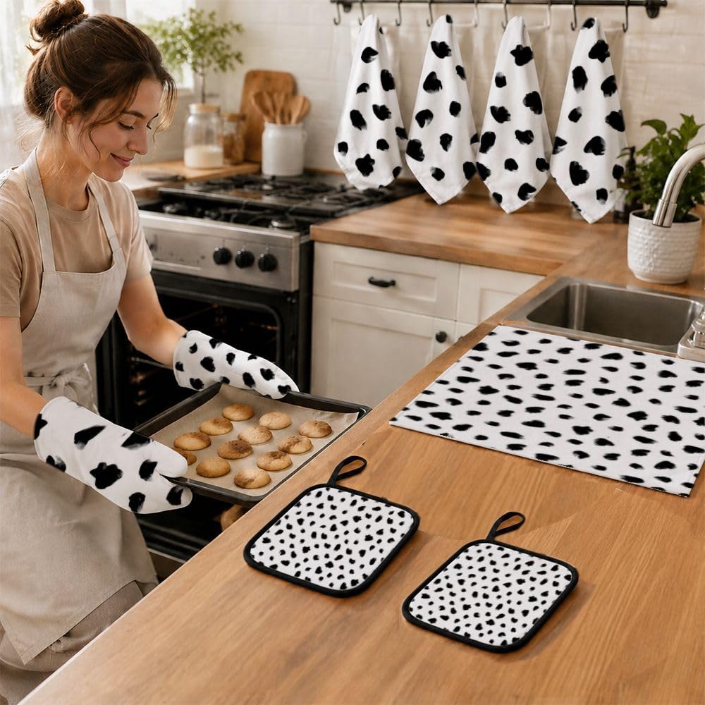 9PCS Dalmata Spot Print Cucina Decor e Accessori Set