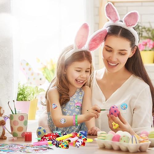 Miniatura 6 de Honoson Juego de 194 piezas de recuerdos de fiesta de Pascua para niños, rellenos de huevos de Pascua a granel, juguetes con bolsas de regalos,