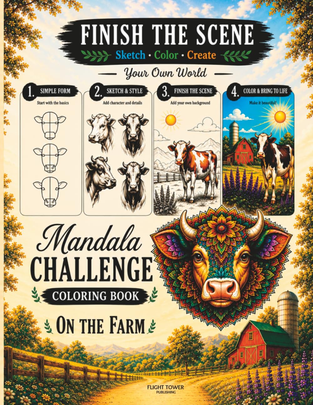 Finish the Scene: Mandala Challenge Coloring Book — On the Farm
