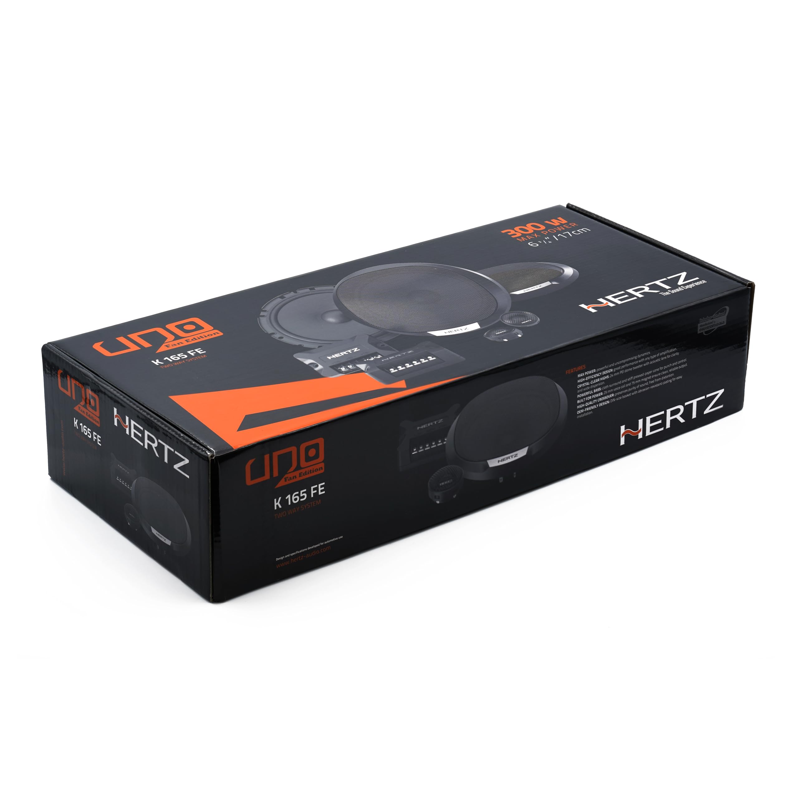 Hertz K 165 Fan Edition - Kit de altavoces (2 vías, con woofer de 165/170 mm, tweeter de 24 mm y crossover integrado, 300 W Peak, 4 ohmios, rejillas incluidas e instalación fácil)