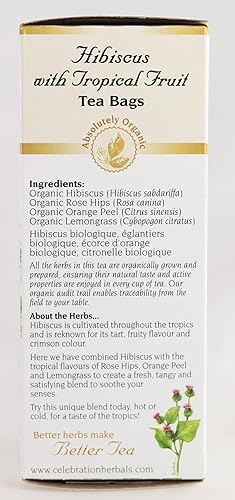 Miniatura 5 de Celebration Herbals Hibisco orgánico con té de frutas tropicales sin cafeína -- 24 bolsas de té 0.99 oz