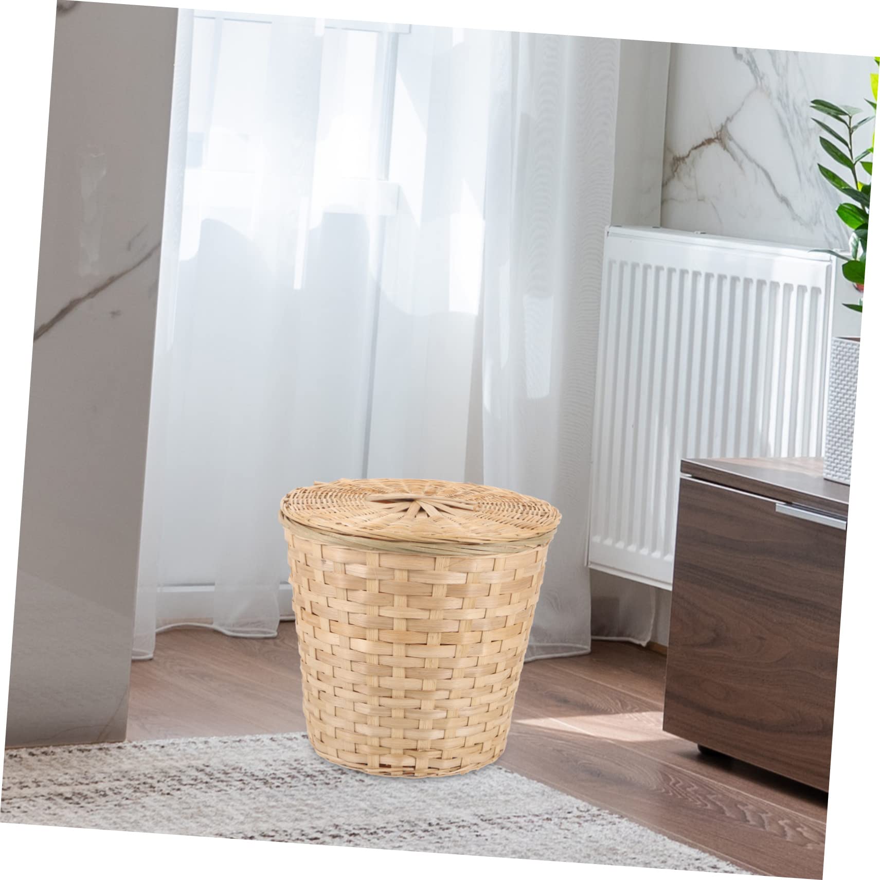 Amazon.co.jp: BESTonZON 竹製収納バスケット 蓋付き 中型 家用多機能