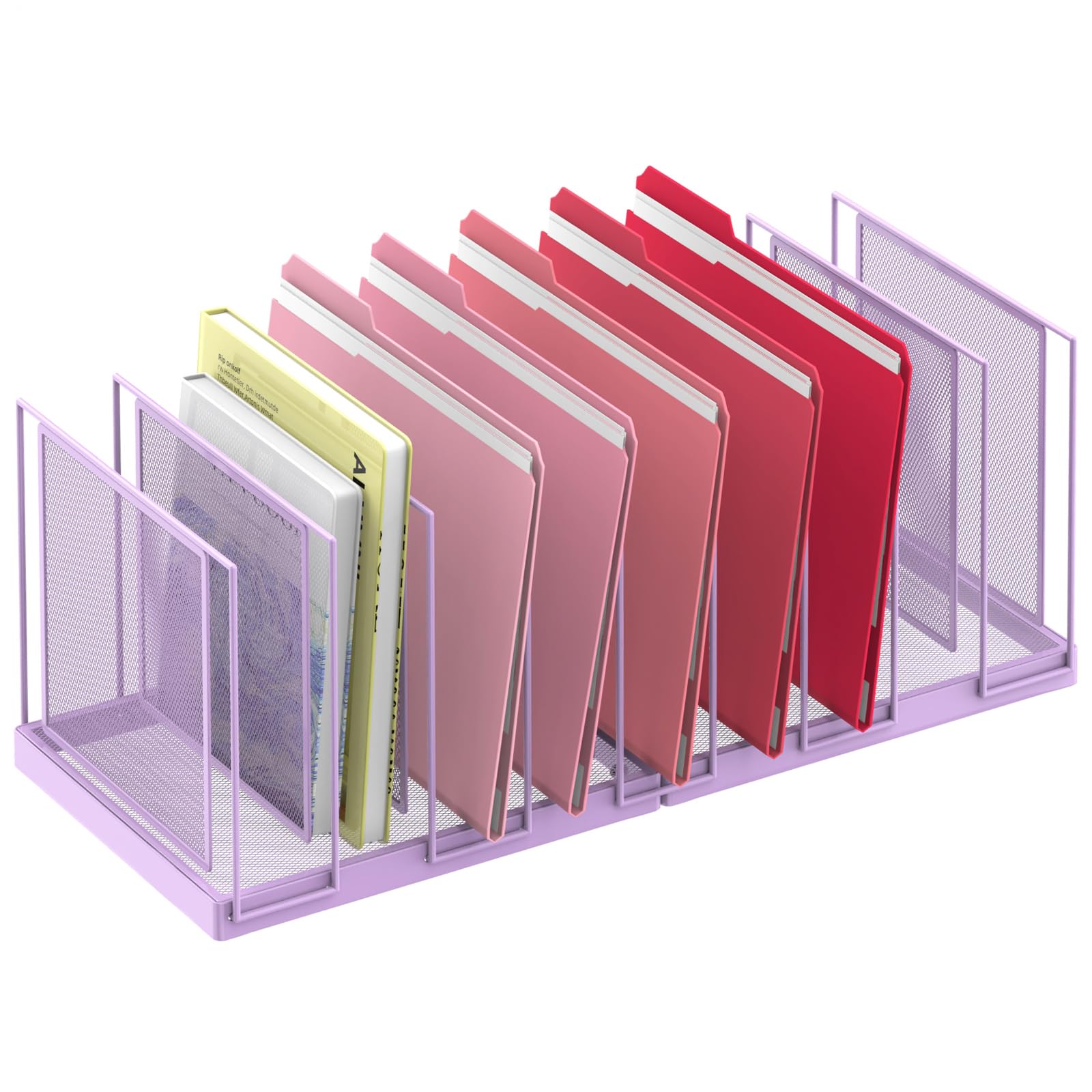 RITOLLO File Organizer for Desk, 9-Section Vertical File Sorter, Paper Holder Organizer Standing Metal File Folder for Office Home Classroom, Purple