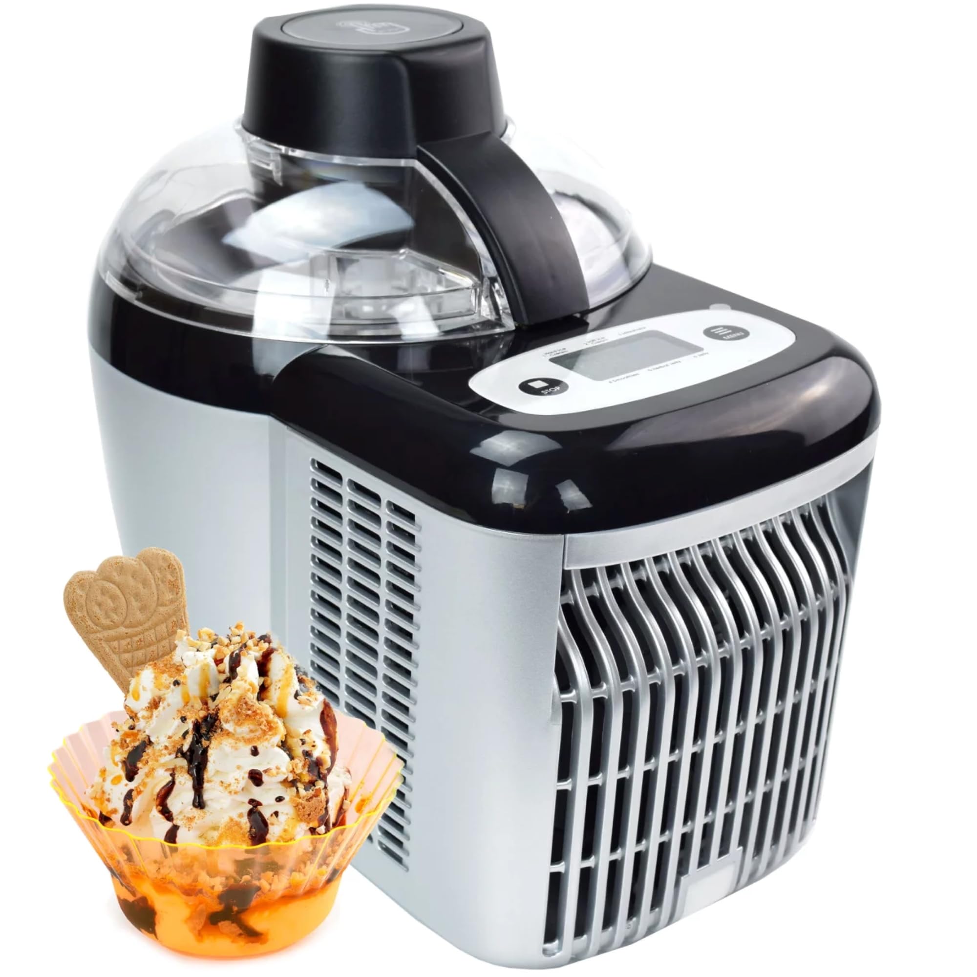 Syntrox Germany Eismaschine Jalis Frozen Yogurt & Milchshake, Softeis selber machen, Kalte Köstlichkeiten zubereiten, Eismaschine mit Nachfüllfunktion