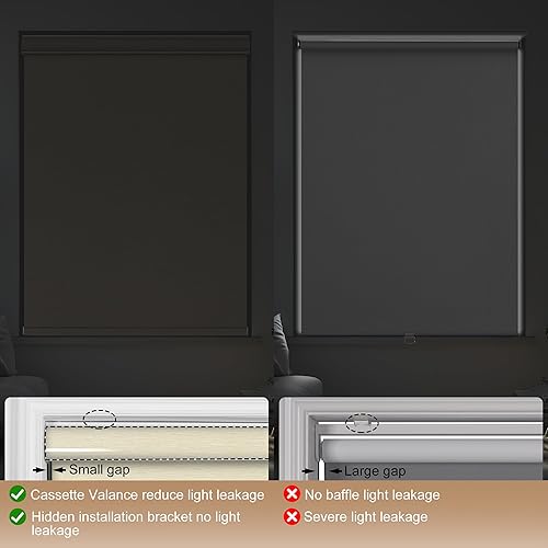Miniatura 4 de Persianas enrollables opacas para ventanas, persianas enrollables sin cordones con cenefa de cassette, persianas de ventana de jacquard a rayas para