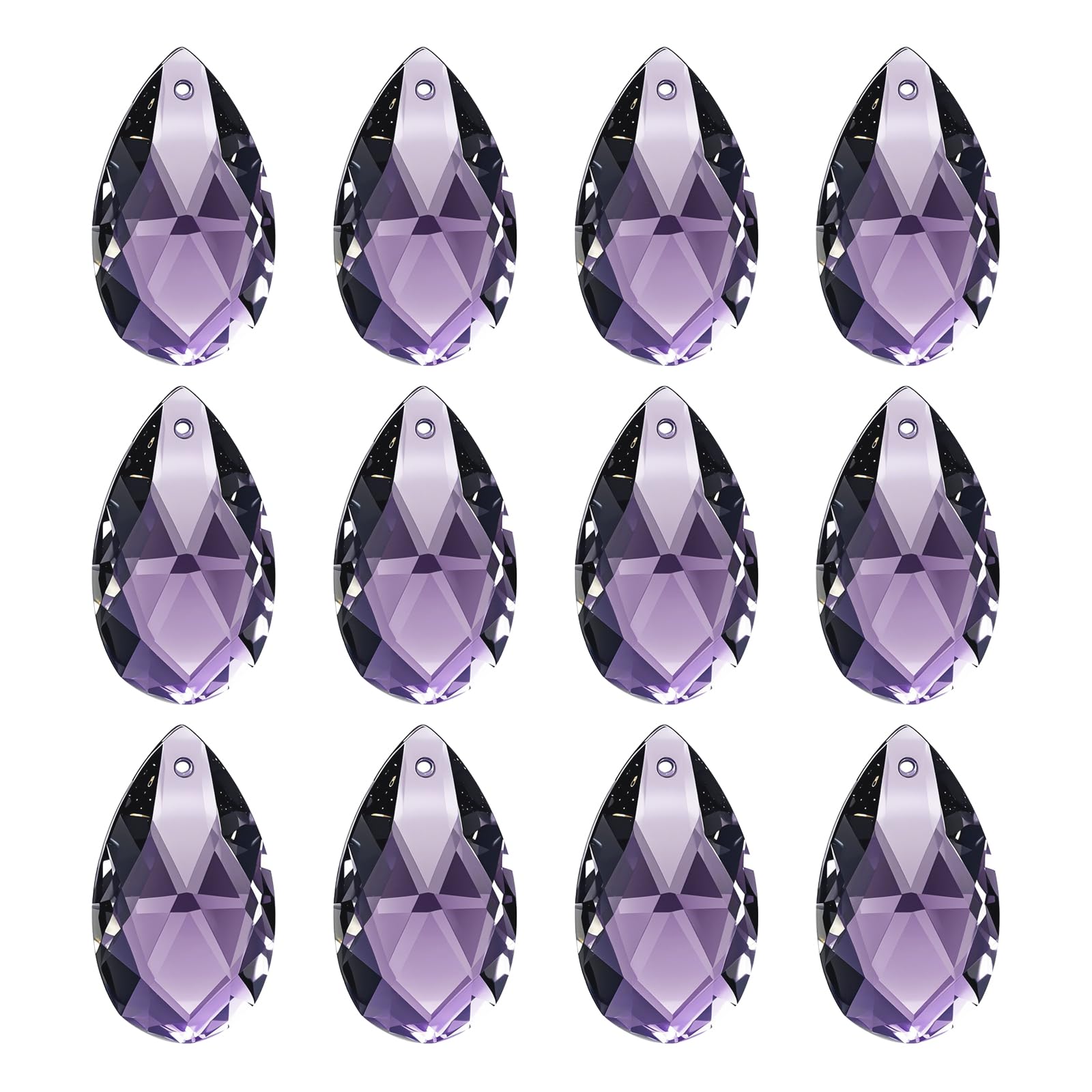 PATIKIL 12 Pezzi Pendenti In Cristallo, 28mm, Viola Scuro, Acchiappasole in cristallo, Pendenti per Lampadario Decorazione, Finestra, Giardino, Casa