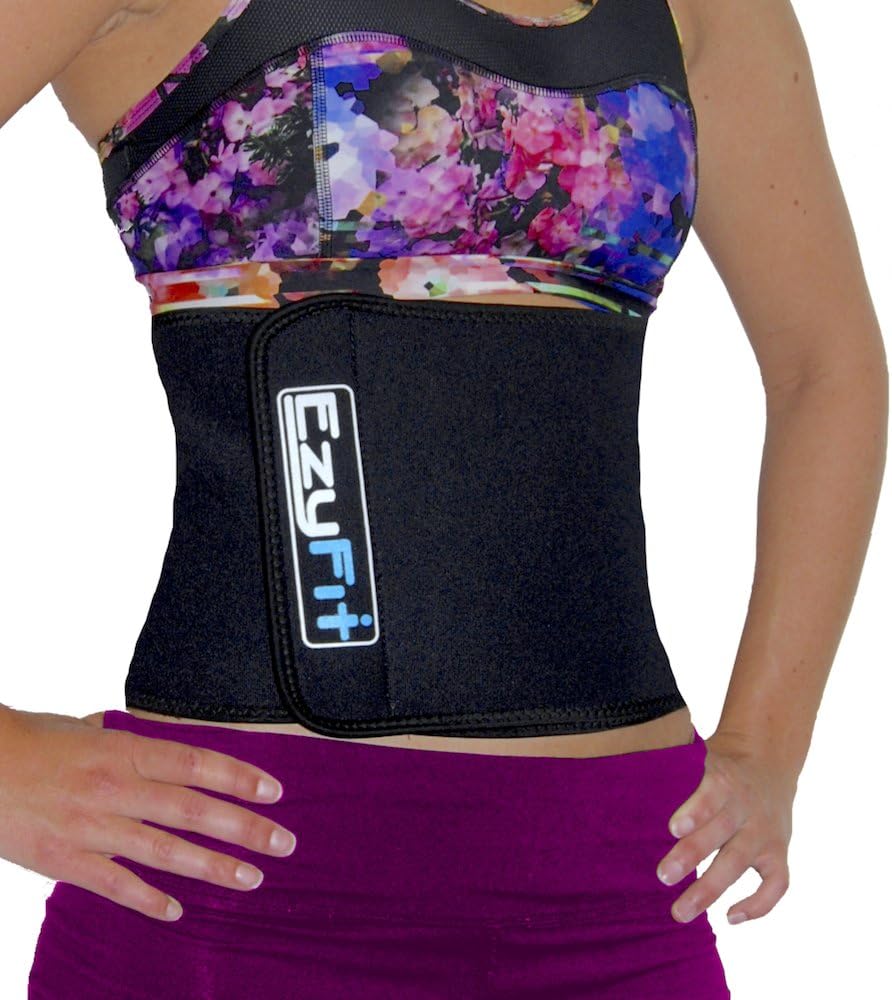 EzyFit Waist Trimmer Small Size, Premium Weight Loss Exercise Ab Belt, Back Posture Support, Stomach Sweat Wrap, Strengthen Tummy Burn Belly Fat, Adjustable Sauna Workout