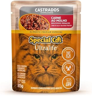 Ração Úmida Special Cat Ultralife para Gatos Castrados Sabor Carne ao Molho 85g