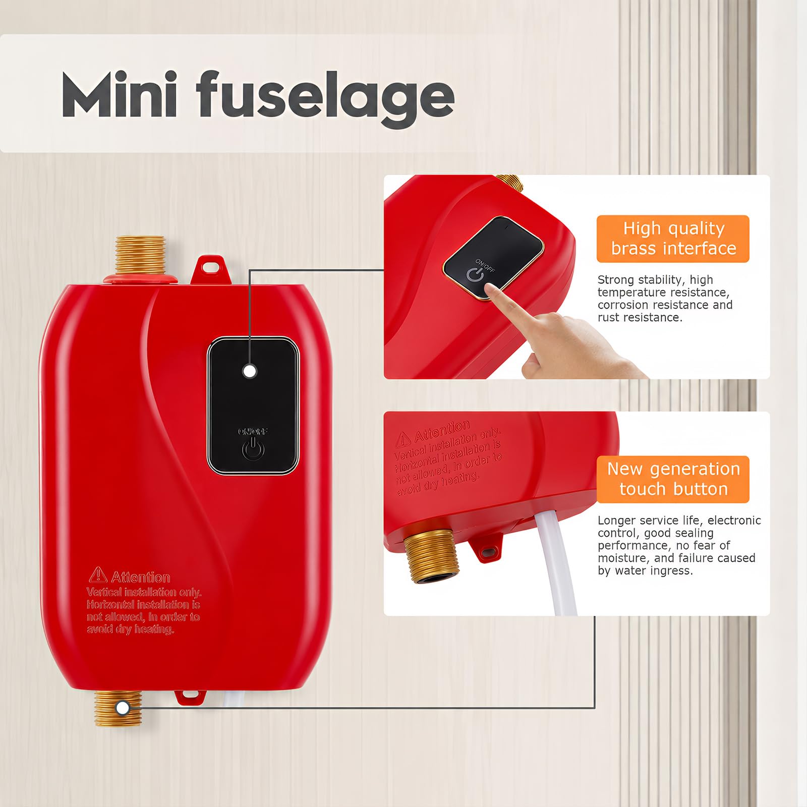 Mini Chauffe-eau Électrique Instantané 3000W, Sous Évier, IPX4