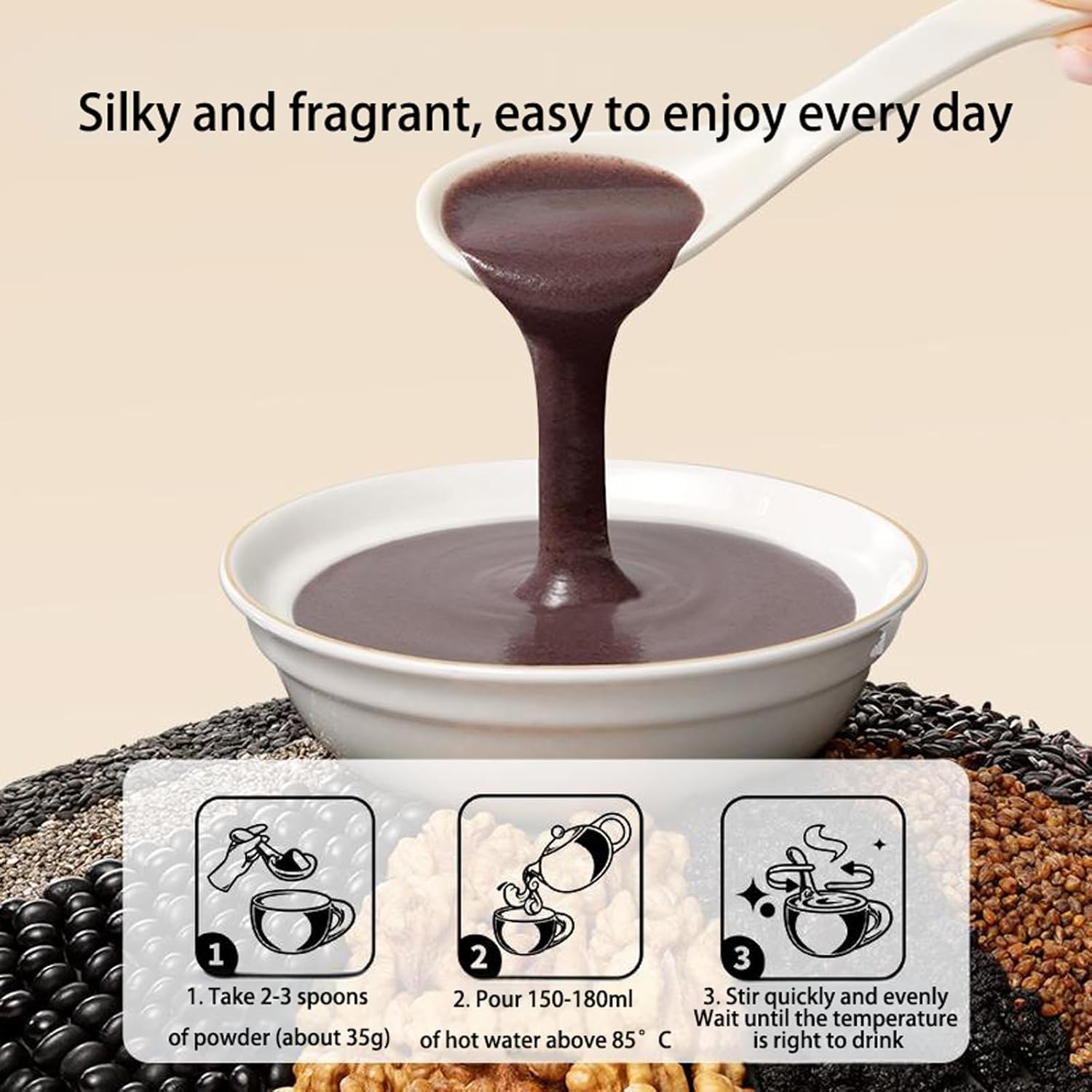 XCVFDVOR Black Sesame Walnut Black Bean Powder Black Sesame Powder Walnut Powder Black Bean Powder (700g/1.5lb)
