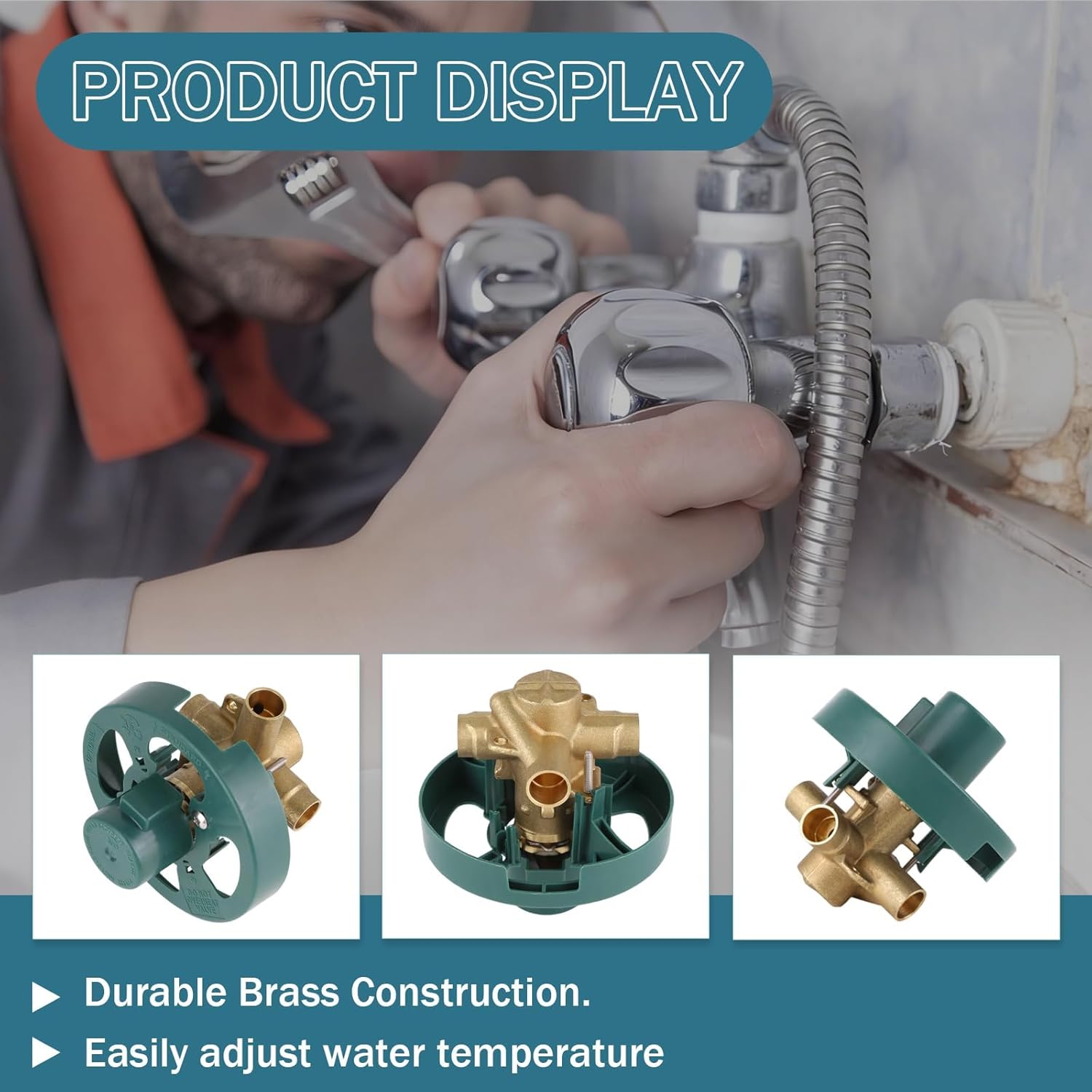 2520 Pressure Balancing Valve (Brass) Kit Compatible with 2520-1/2 Inch CC Connection For Moen Posi Temp Trim Kit with 1222 Cartridge Included