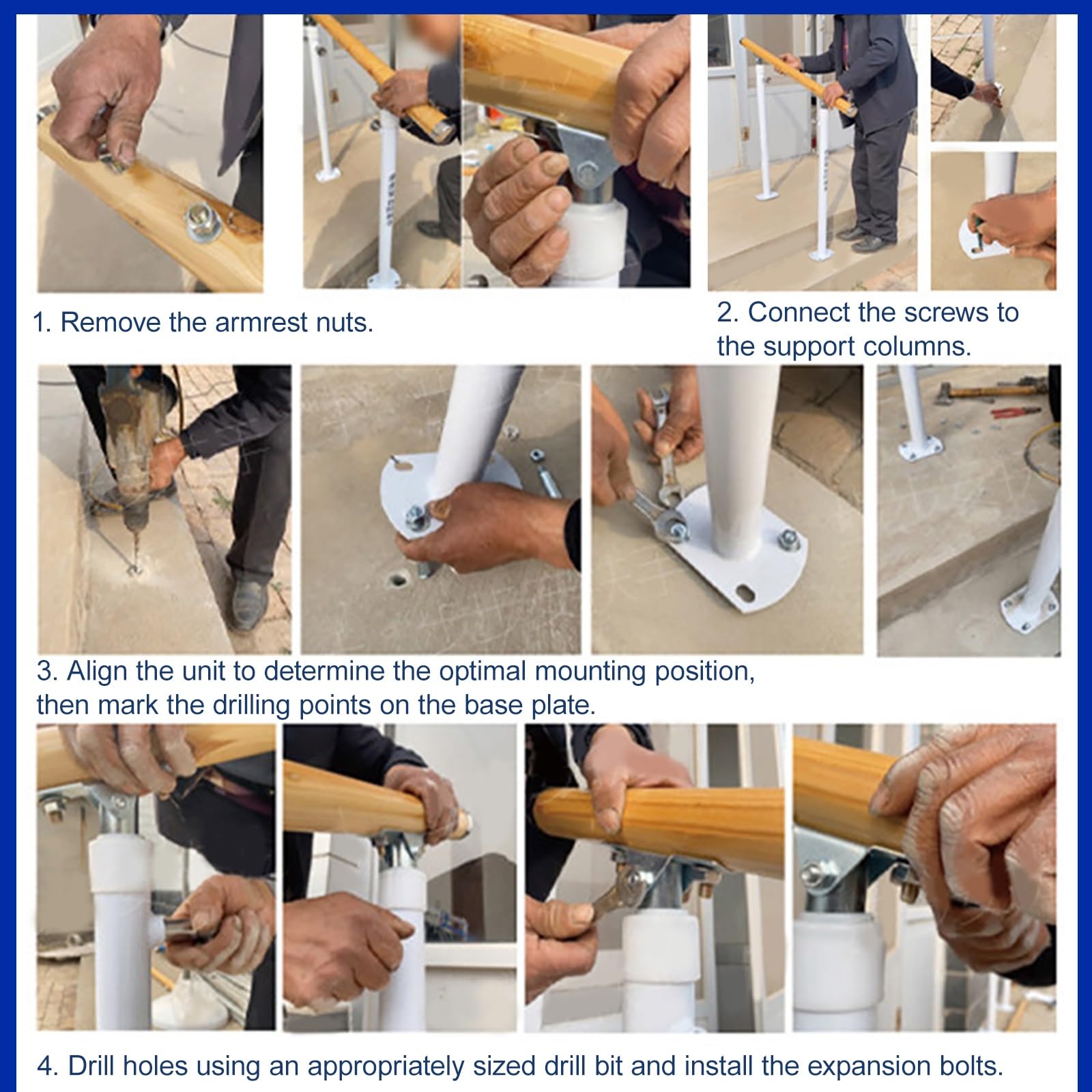 Barras paralelas para fisioterapia, barras de entrenamiento de altura ajustables, equipo de entrenamiento para la rehabilitación de miembros inferiores en bipedestación(130cm/51.2in)