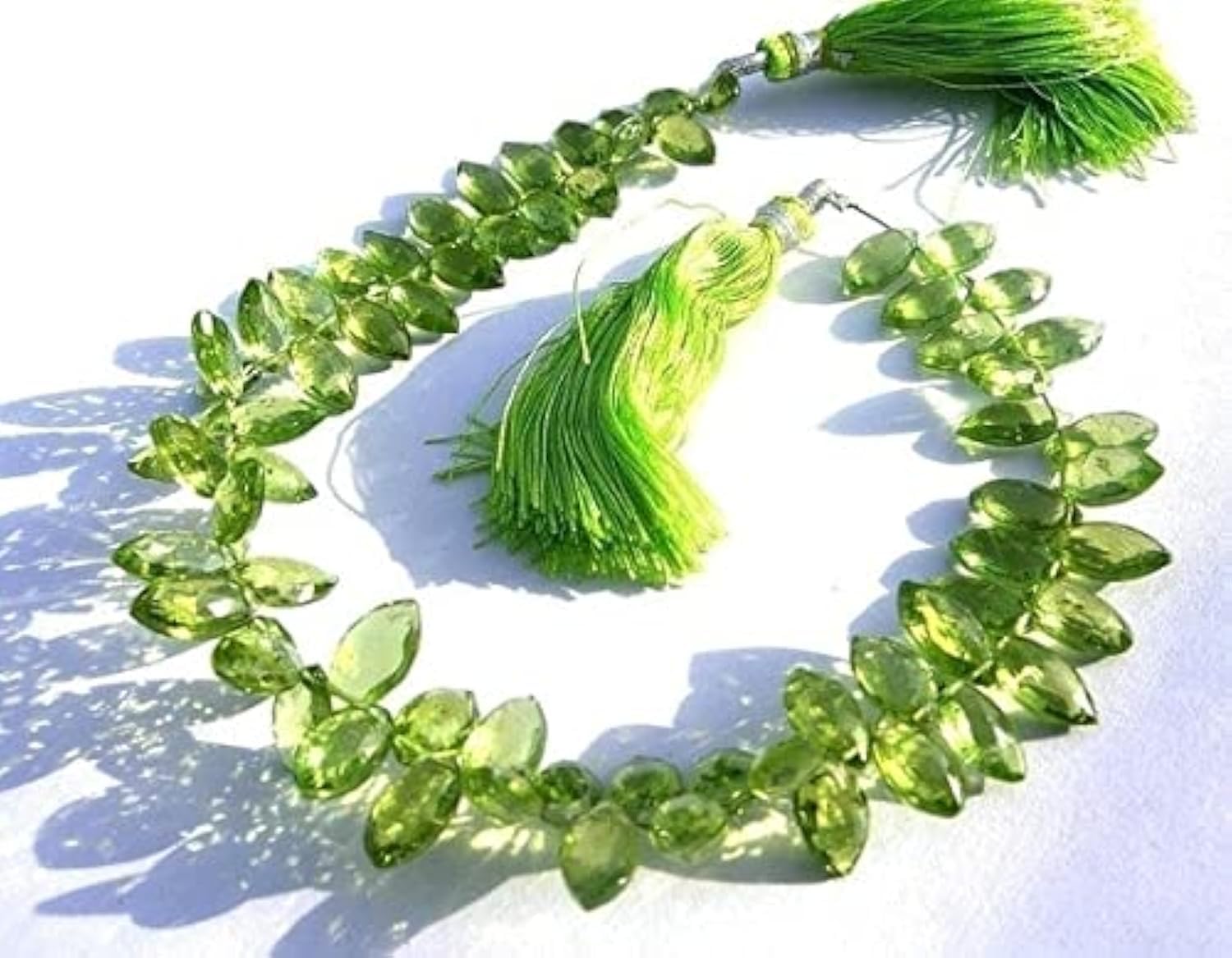 Peridot faceted marquise briolettes 9x5mm, fil de pierre naturelle verte pour bijoux