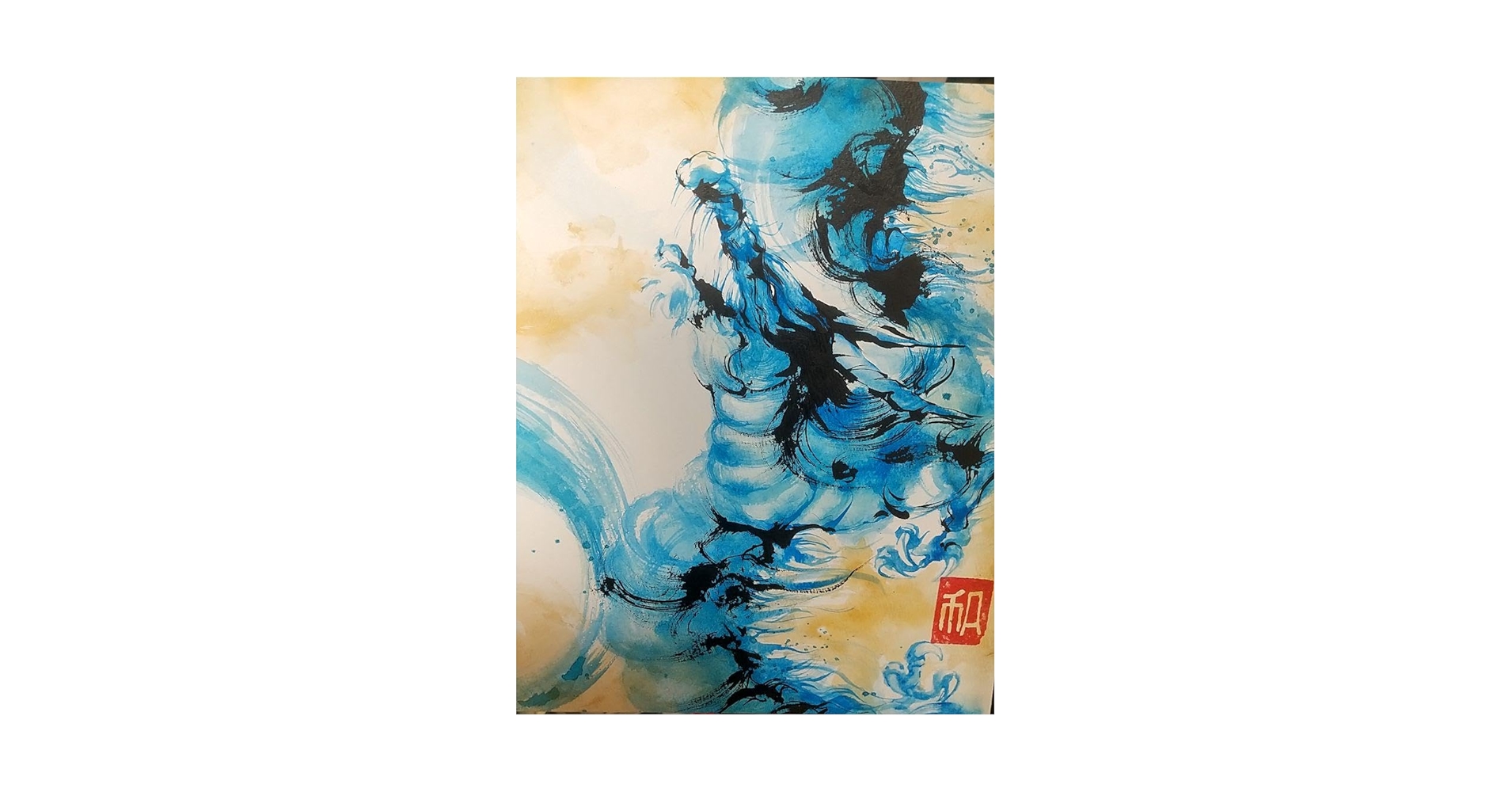 Amazon.co.jp: 水彩画 青龍 イラストボード 色紙サイズ 額縁あり