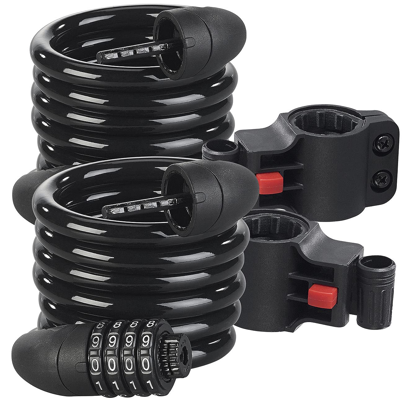 2 antivols spirales de 1,8 m avec code à 4 chiffres et câble en acier Ø 12 mm [Pearl]