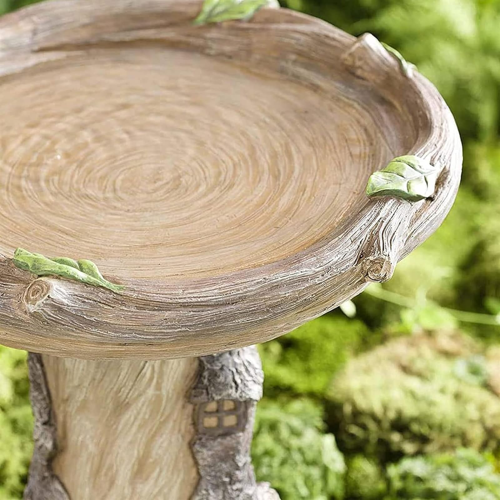 THE WHITE SHOP Garden Tree Stump Bird Feeders Bird Bath Mushroom-Shaped Cat Sleeping Statue Resin Garden Ornaments Outdoor for Small Birds